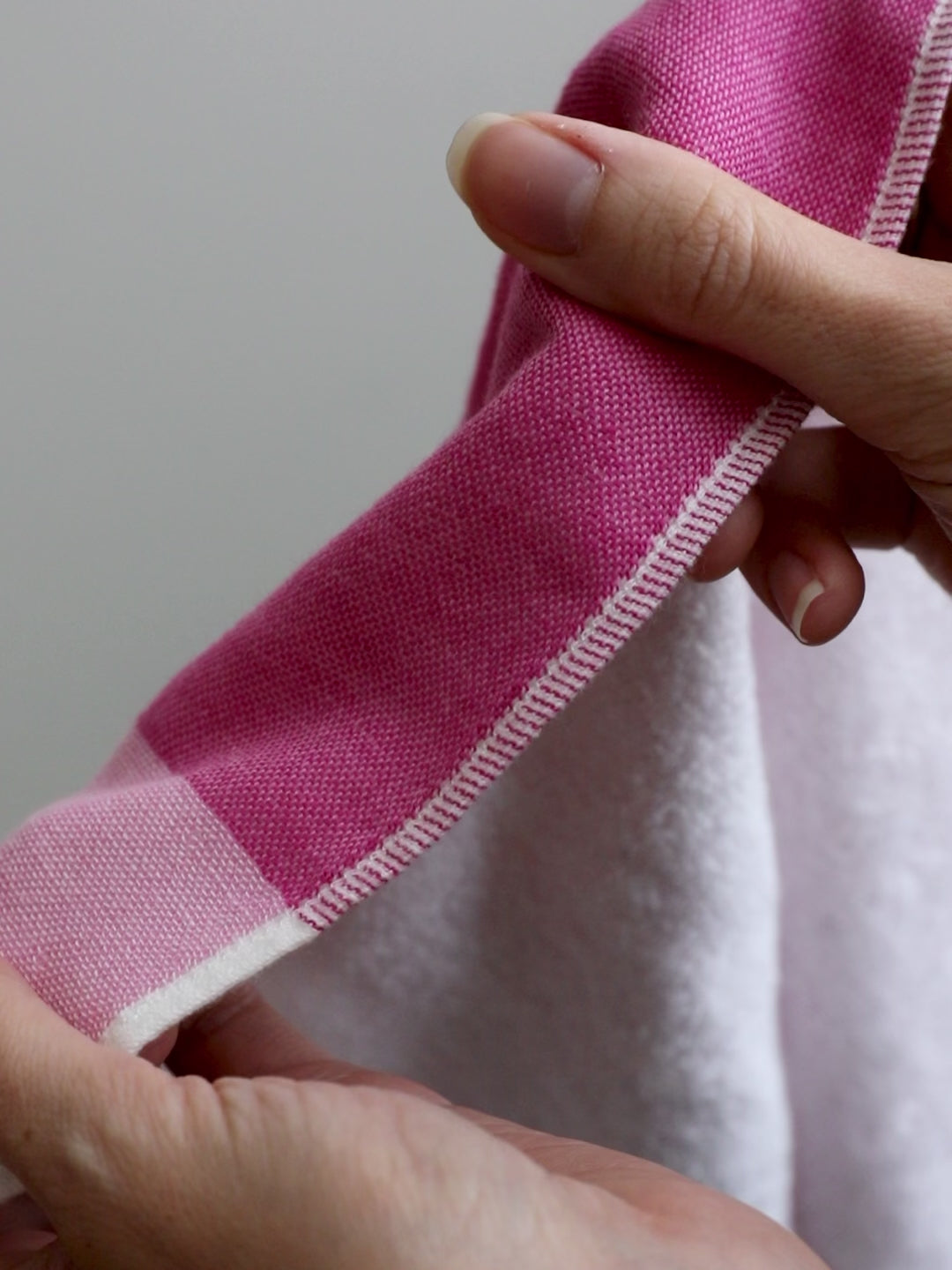Two Tone Chambray Towel - Pink